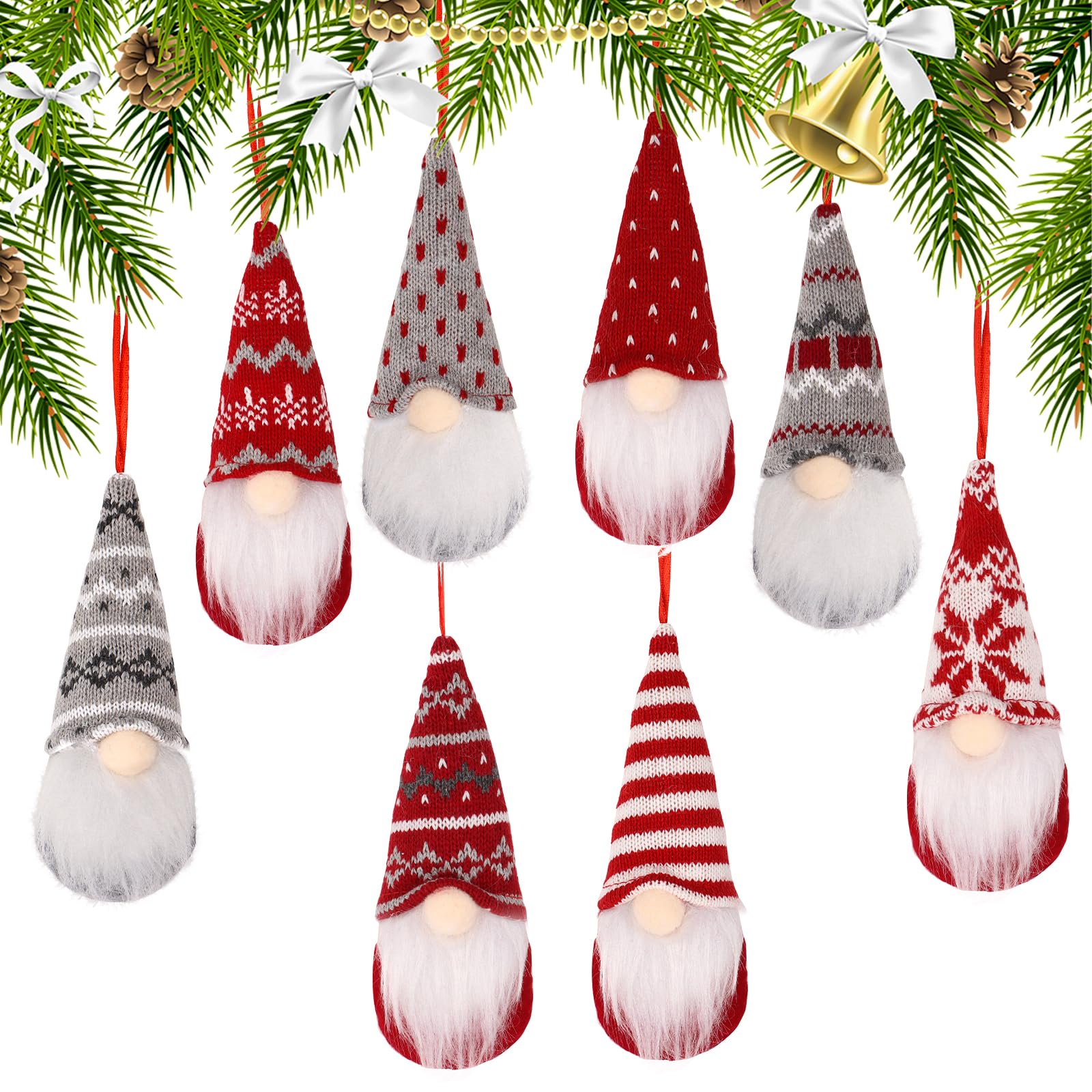 GEBETTER 8Pcs Adornos Gnomos Navidad Tela 3D 16x6 cm Colgantes Árbol Decoración Navideña Fiesta Chimenea Ventana Puerta Guirnalda Habitación Hogar Casa Oficina Comedor Interior Exterior Regalo
