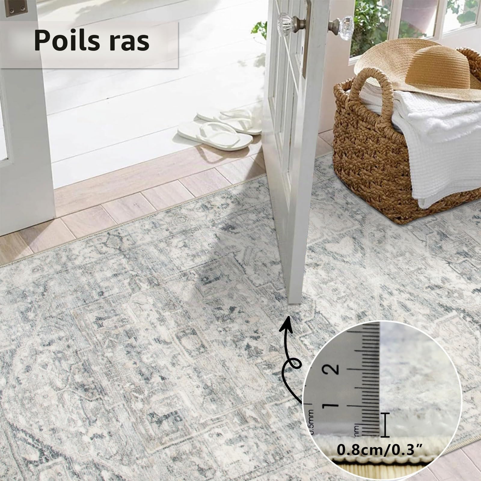 Tapis de couloir Homcomodar, style bohème et vintage, 80 x 300 cm, lavable, pour couloir, cuisine et entryway
