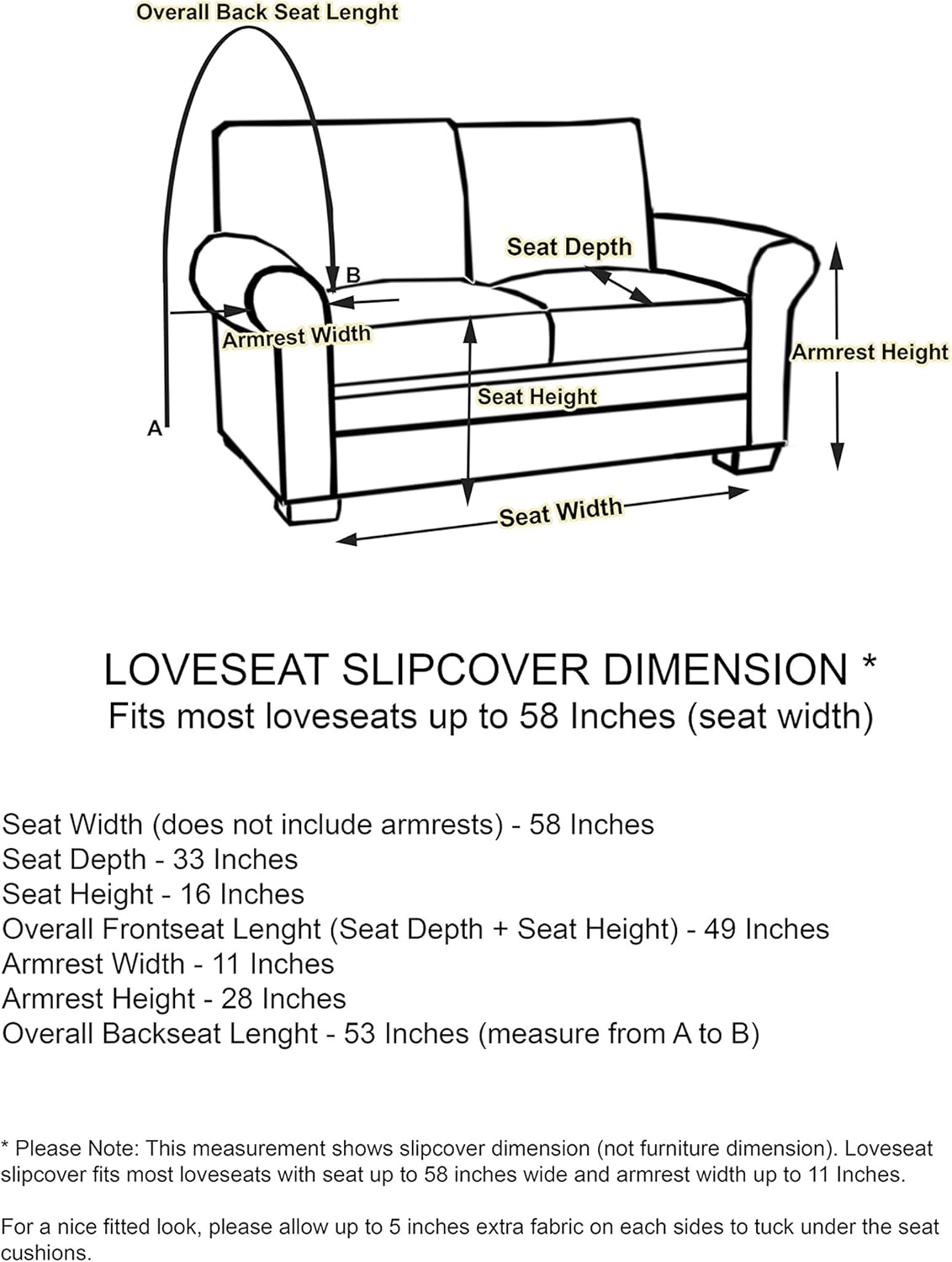 Linen Store Microsuede Slipcover Furniture Protector Cover, Perfect for Pets, Black, Loveseat