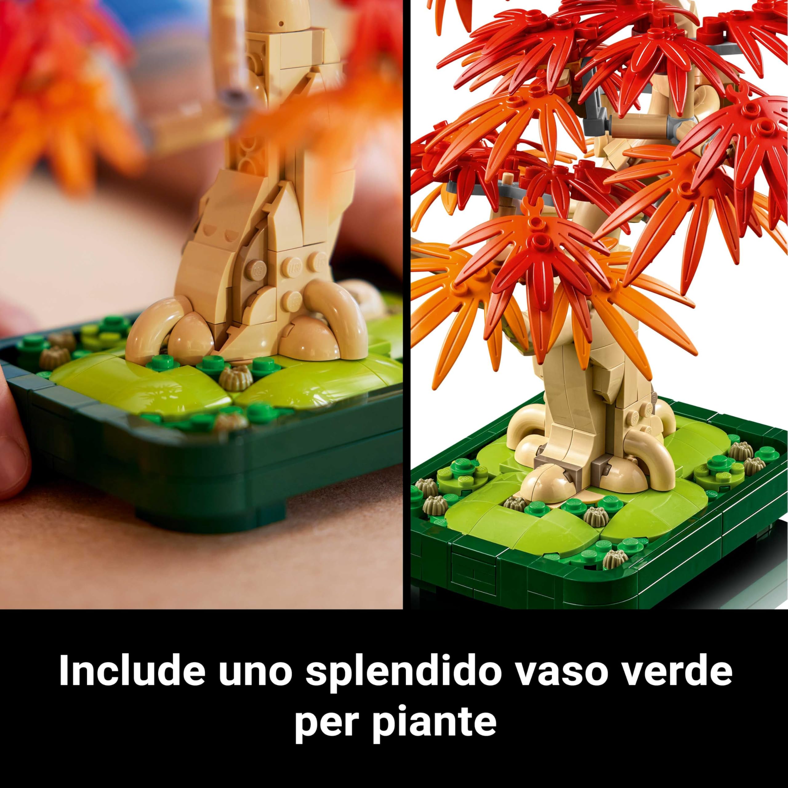 LEGO Botanicals Bonsai di Acero Rosso Giapponese - Set di Piante Artificiali con Foglie Rosse e Arancio Finte e Vaso Costruibile - Regalo per Adulti Amanti del Fai da Te - 10348