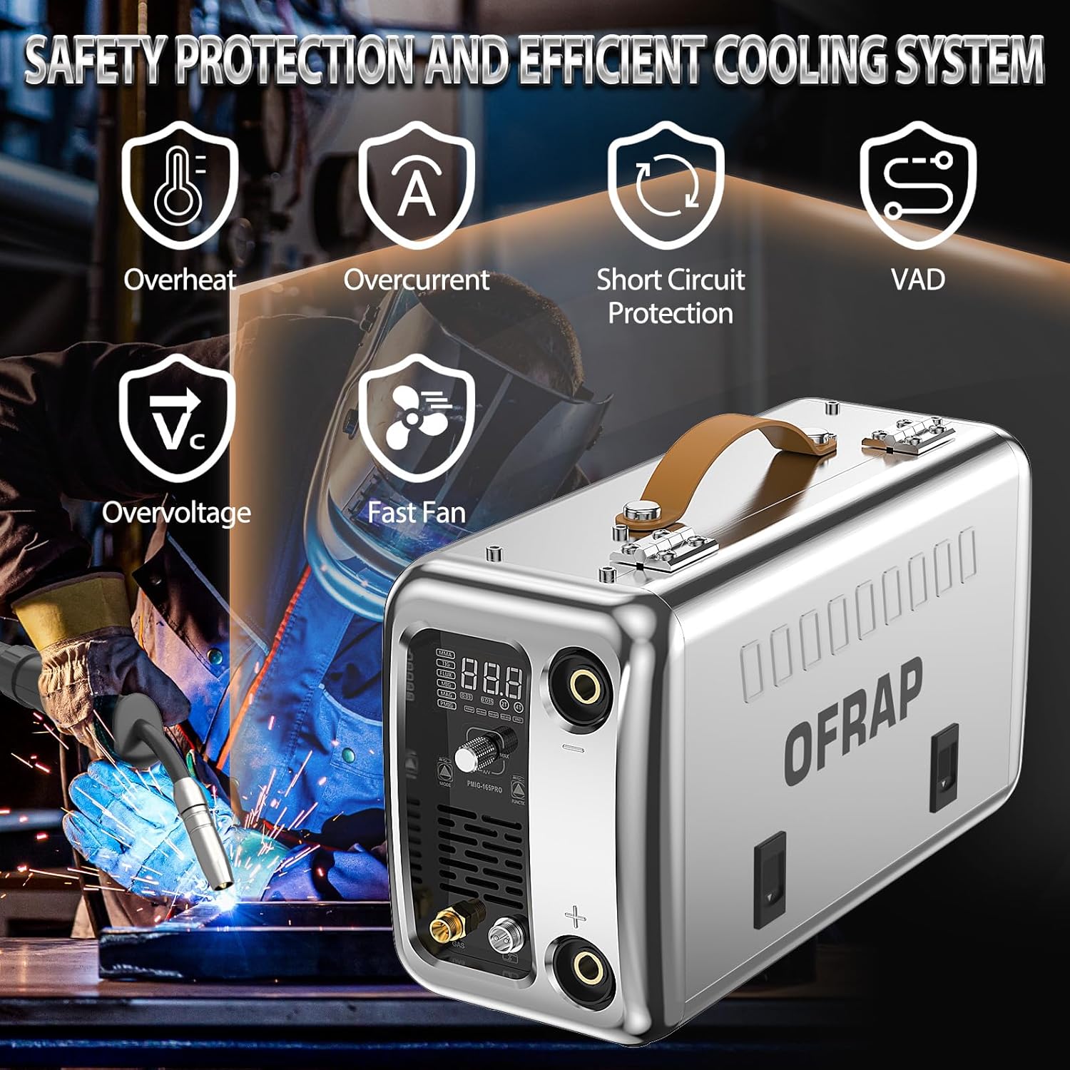 Aluminum MIG Welder Newest 2026, 110/220V MIG Welding Machine165A, 6-in-1 Flux Core/Gas Mig/Mag/Stick/Lift Tig/Mig Aluminum Multi-process Welder Machine