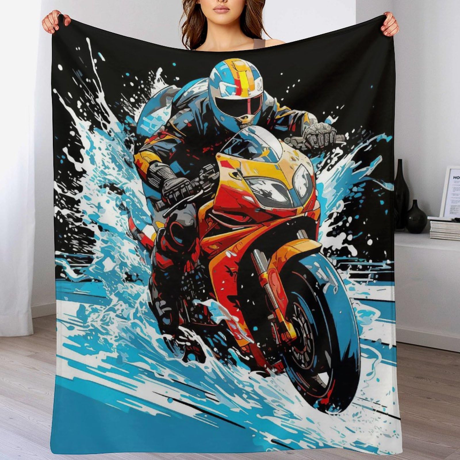 Couverture polaire en flannel douce moto pour des moments chauds en famille