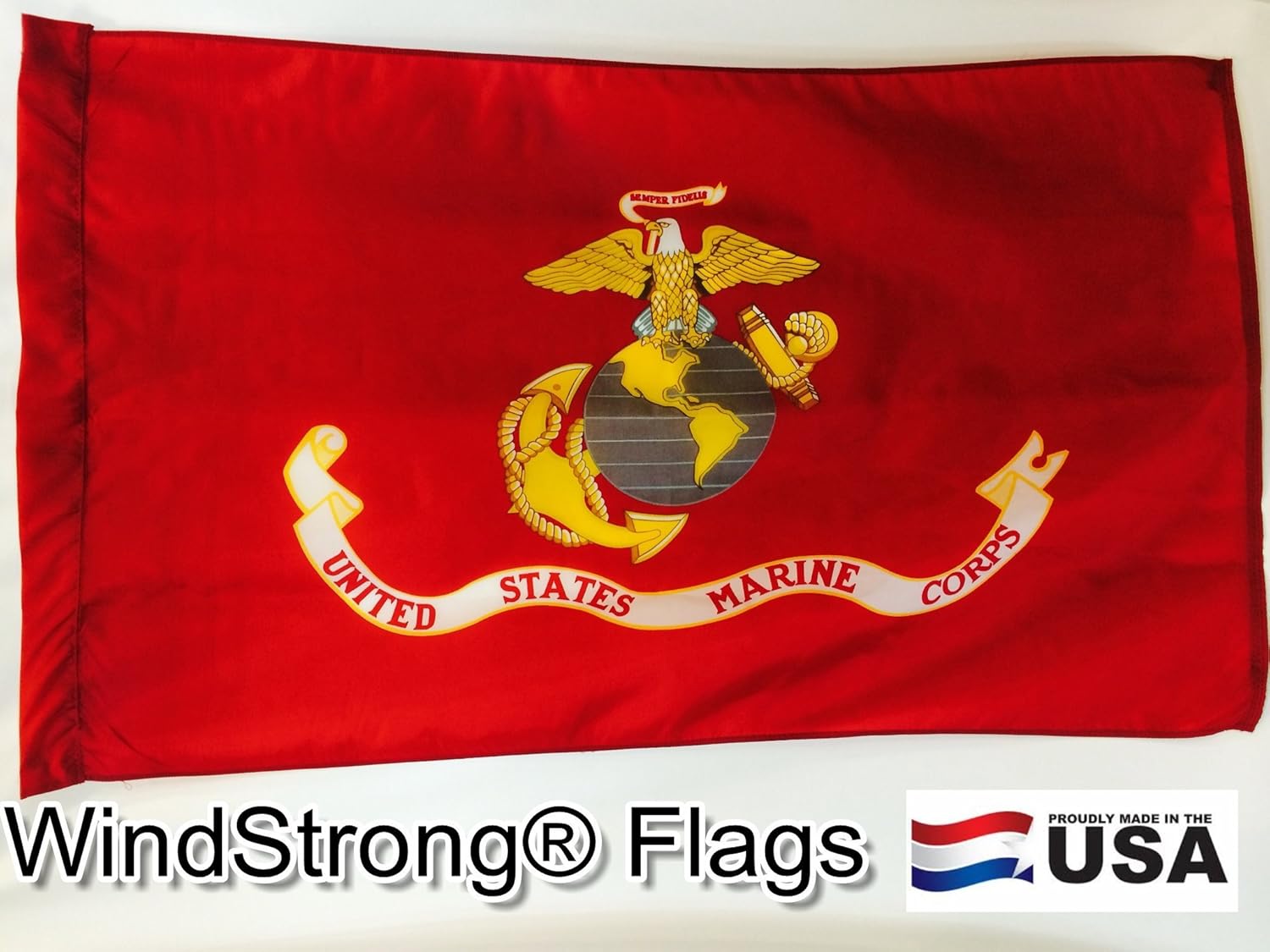 3x5 FT Marine Corps Deluxe Flag (Pole Sleeve) Pole Hem