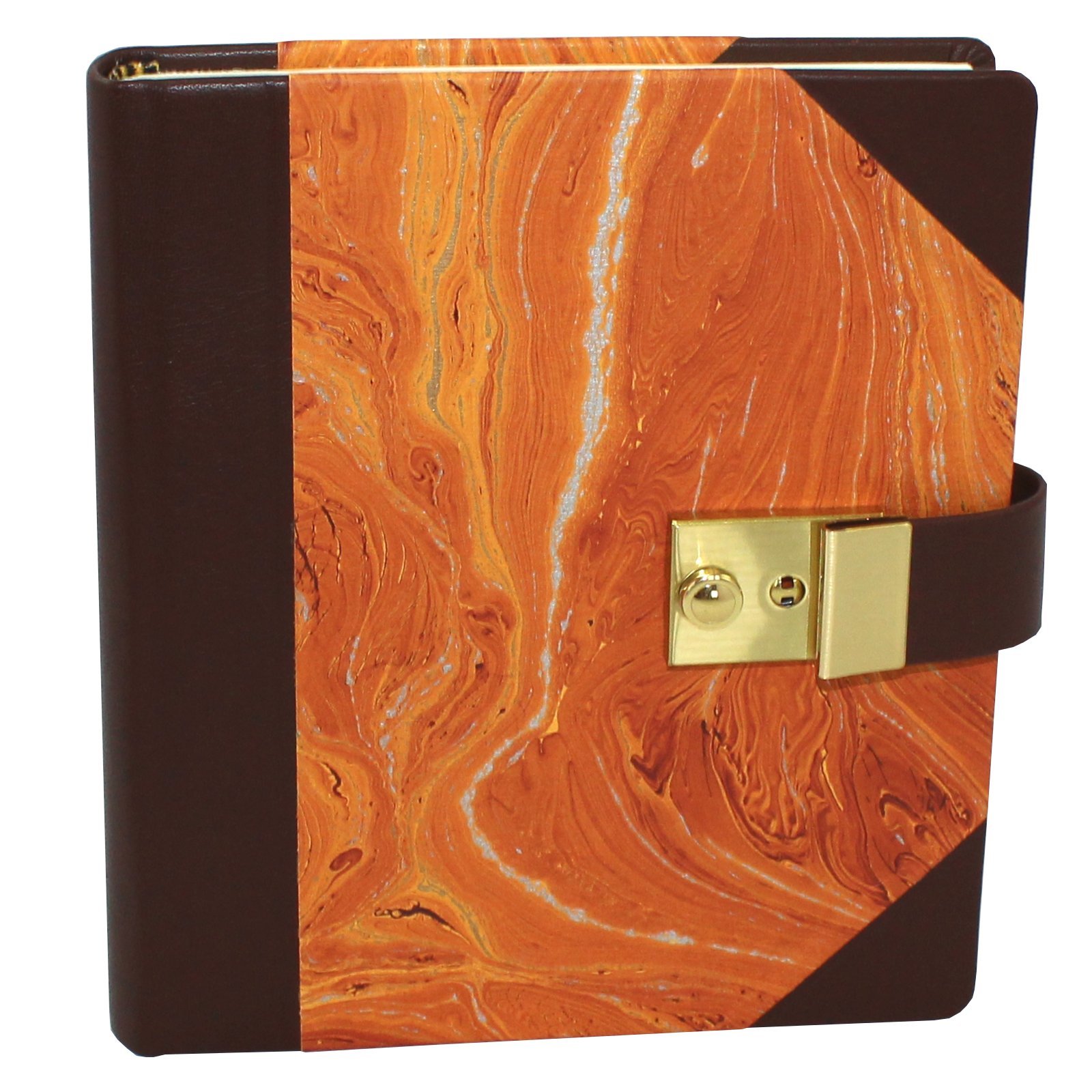 Journal intime avec cadenas marbre et cuir pour vos notes de voyage