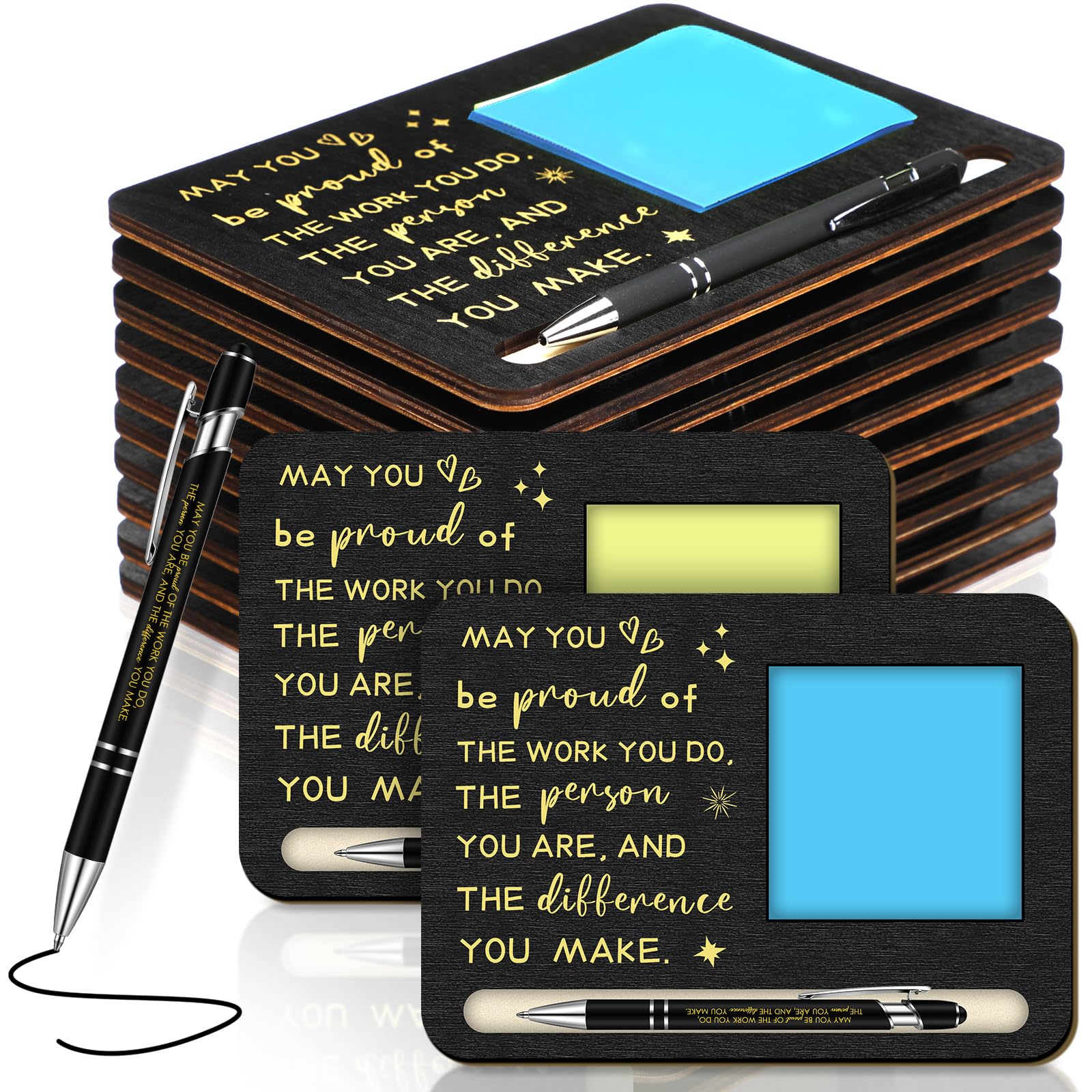 Kosiz 10 Set Wooden Sticky Note Holder Kit, Proud, Black