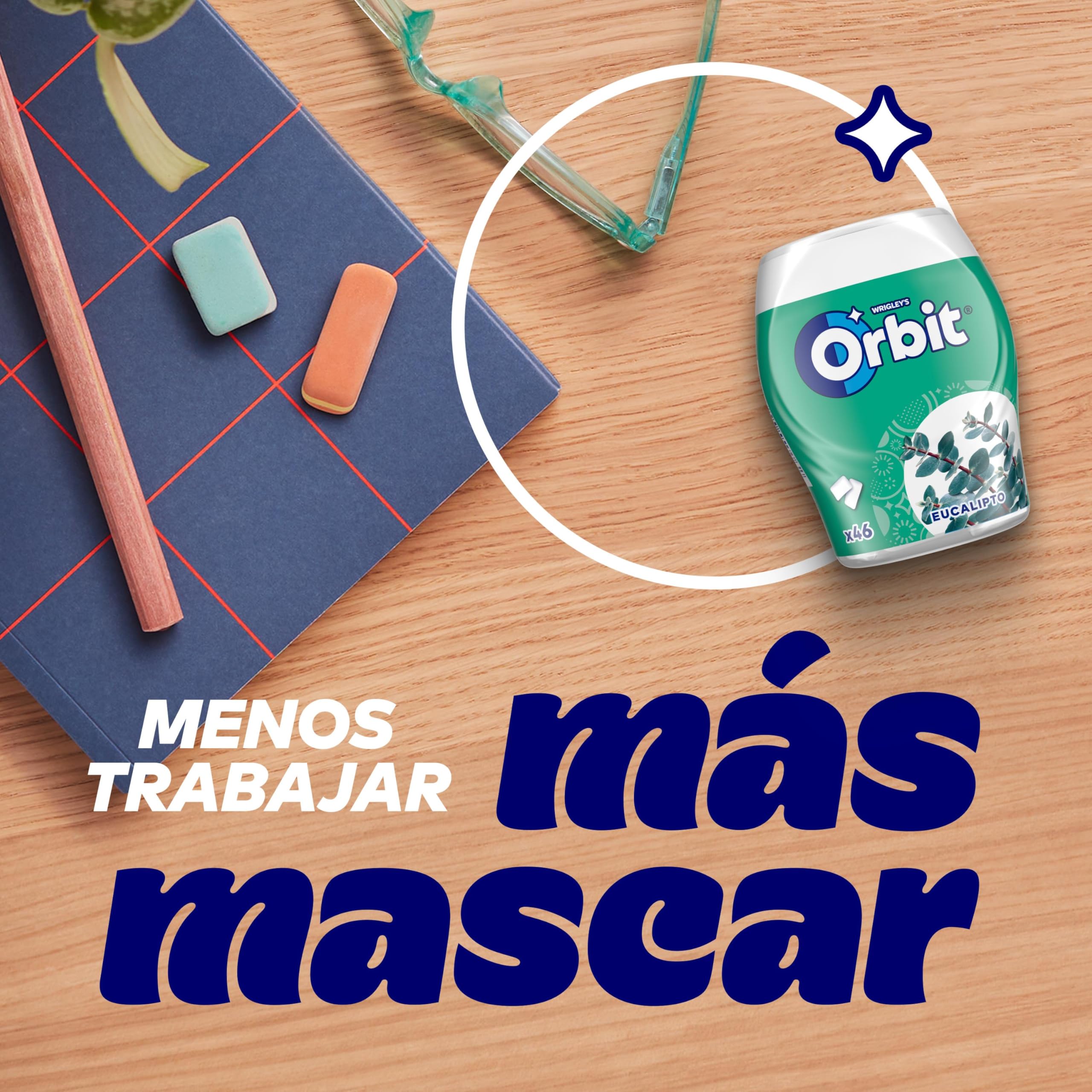 Orbit Bote de Chicles Sin Azúcar Sabor Eucalipto, Fresco, Intenso y de Larga Duración en formato Gragea (6 x 46 chicles)