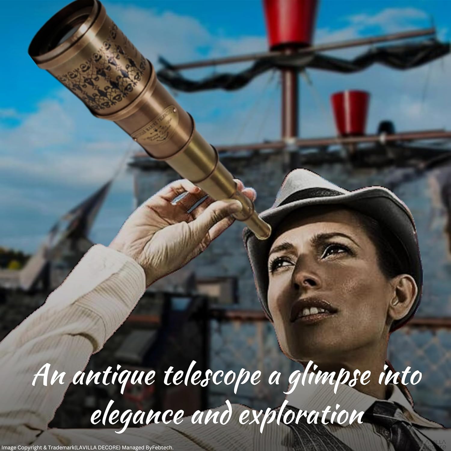 Antique Victorian Marine Telescope with Wooden Box - Vintage Brass Nautical Spyglass for Collectors and Enthusiasts Navigation Instrument - Handmade Maritime Decor and Functional