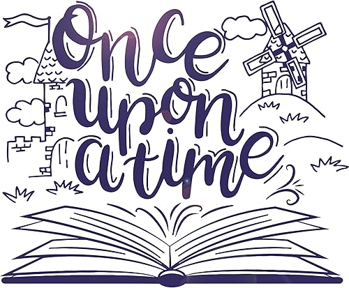 Vinilo adhesivo de pared Once Upon A Time Tale Book Library Nursery Kids Room Pegatinas Mural Decoración grande (g1507) Negro