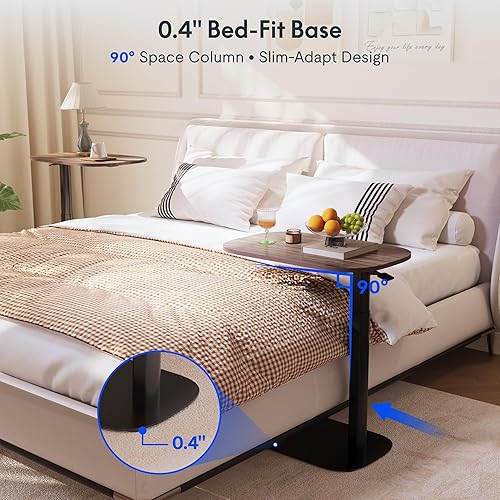 Miniatura 5 de FLEXISPOT Mesa C ajustable con ruedas, mesa auxiliar móvil para aperitivos, sofá, mesita de noche, carrito para laptop, bandeja de TV, mesita de