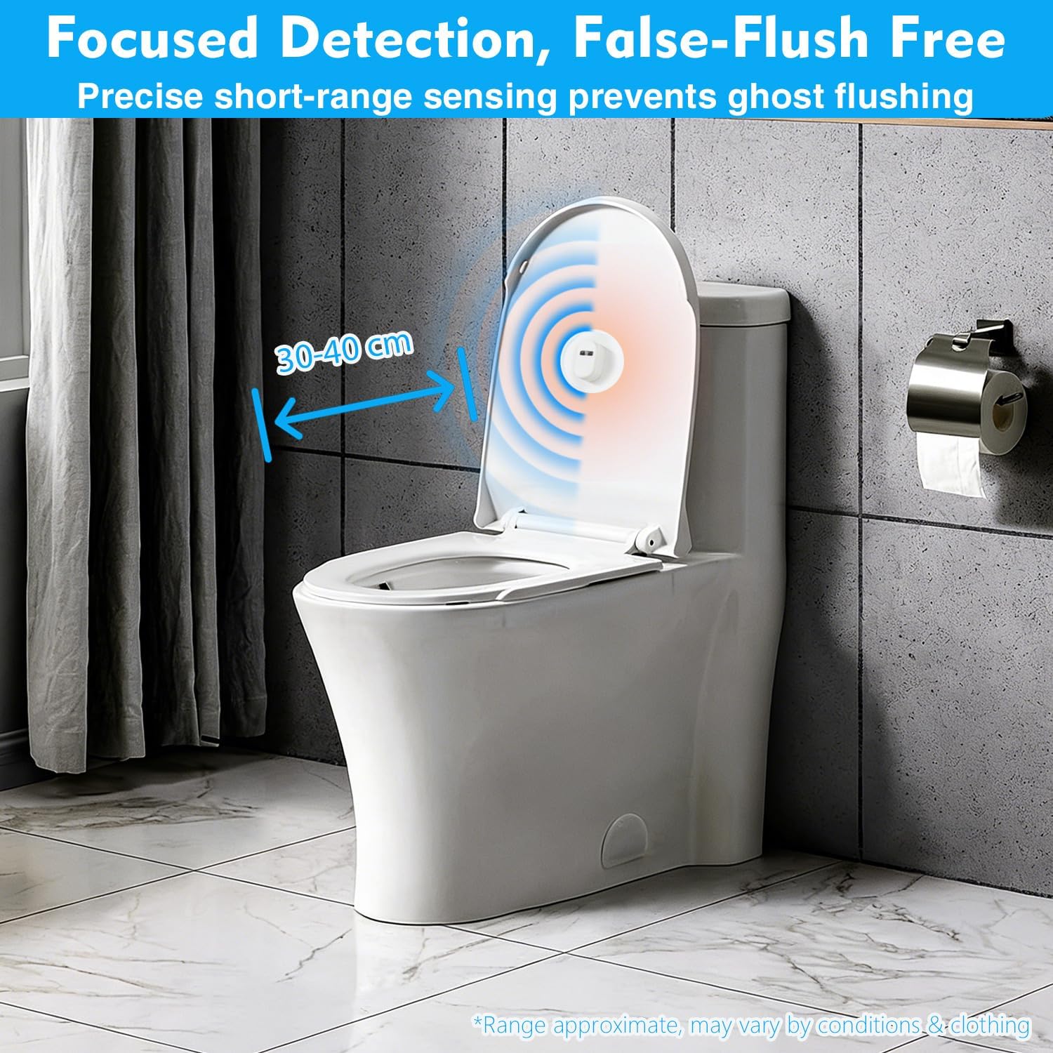 Automatic Toilet Flusher Kit for Side Front Angled Mount, Rechargeable Toilet Flusher Replacement Kit with Touchless Infrared Sensor, Universal Tank Fit for Seniors and Kids, No-Tool DIY Installation