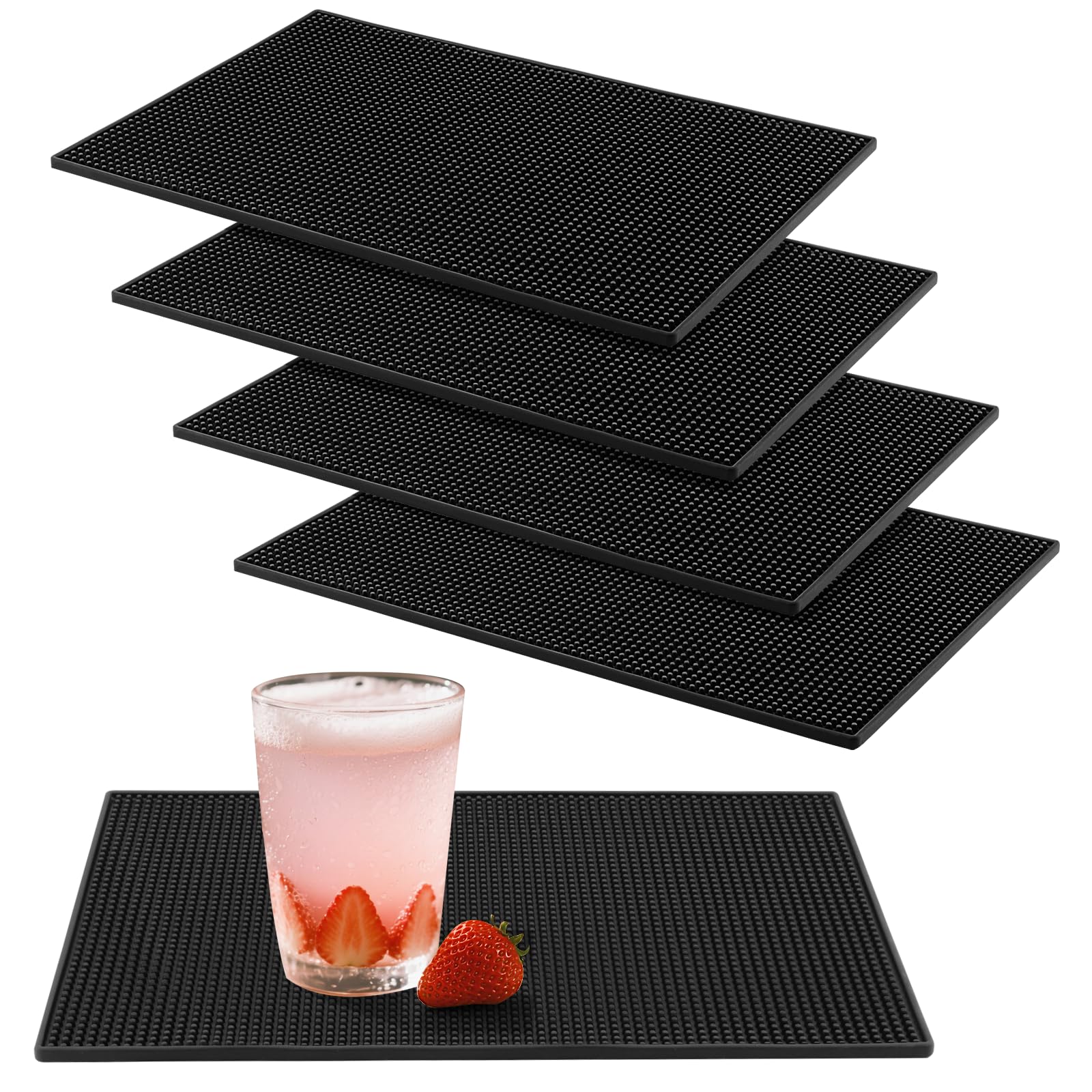 Alfombrillas de barra para cafeterías y restaurantes JOIKIT, 5 protectores de goma negra