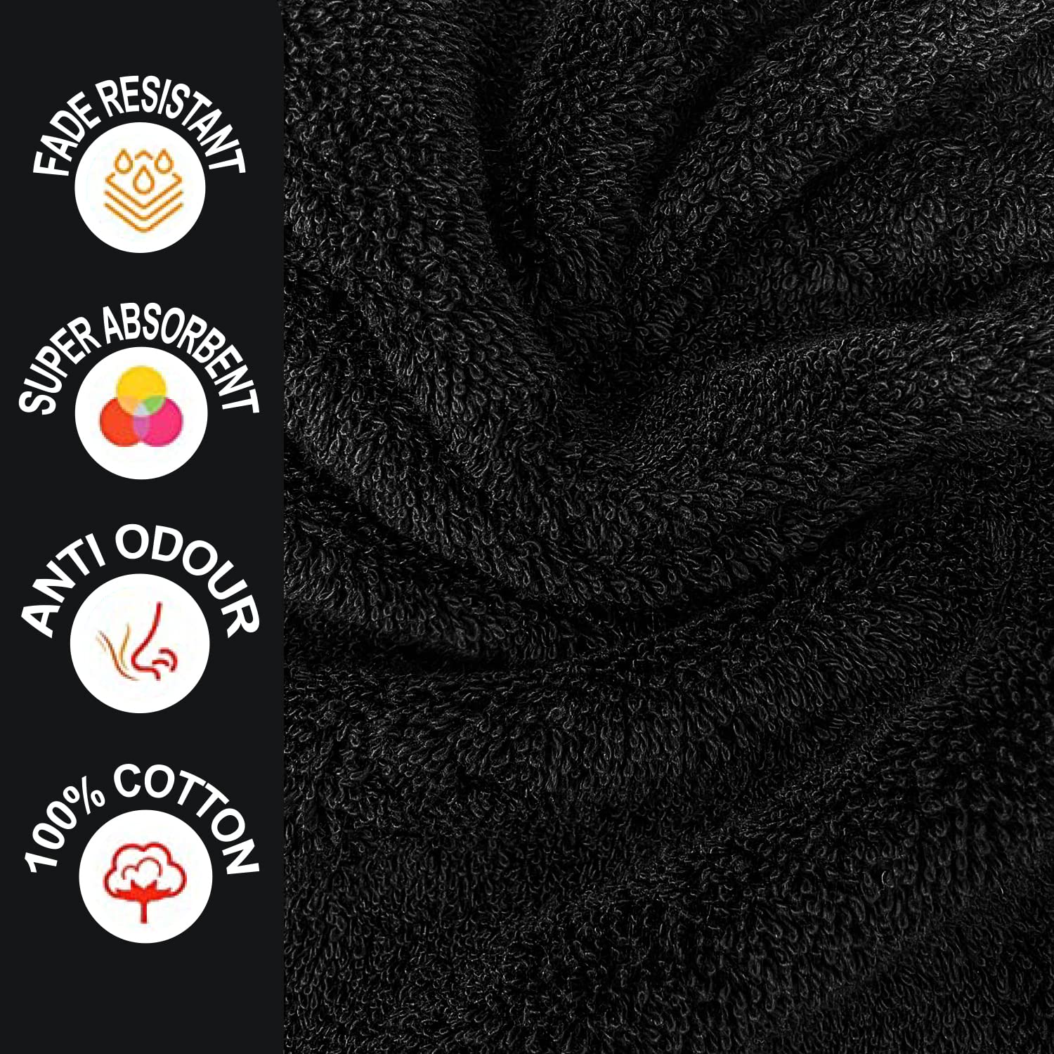 Towelogy® Premium Oversized Bath Sheets (100x180cm) 100% Egyptian Combed Cotton Quick Dry & Absorbent Extra Large Jumbo Bath Towels Hotel Quality (Black Noir - Image 2