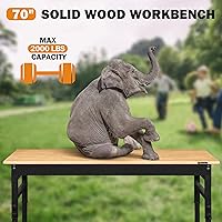 Vista 5 de Betterhood Banco de trabajo de altura ajustable de 70 pulgadas, mesa de trabajo resistente de 2000 libras con tomas de corriente y tablero