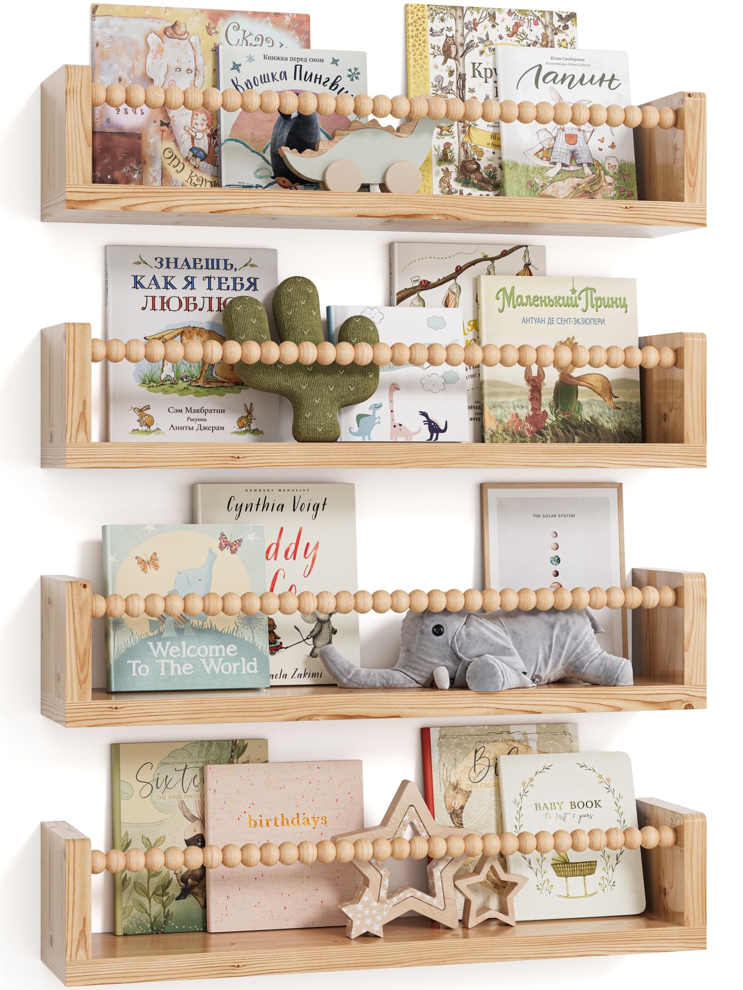 Photo 1 of Bavonira Floating Shelves - Set of 4, Wood, 16.5 Inches