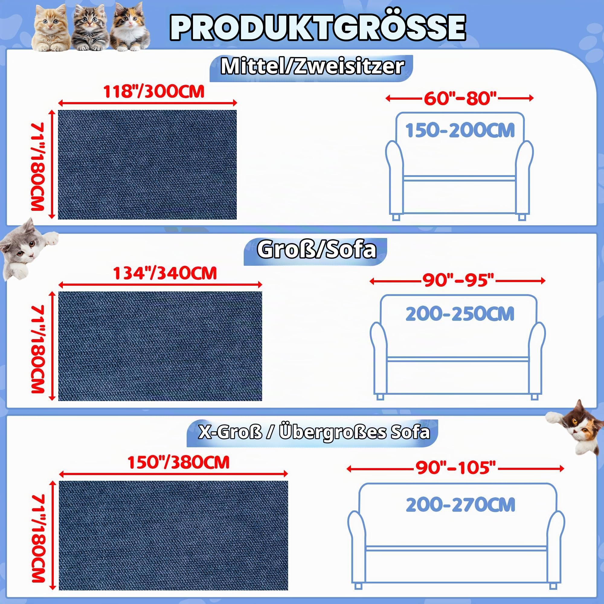 Loiion Katzenschutz Sofa, Couchdecke Katze Kratzfest Marineblau 340x180cm – Ansicht 6