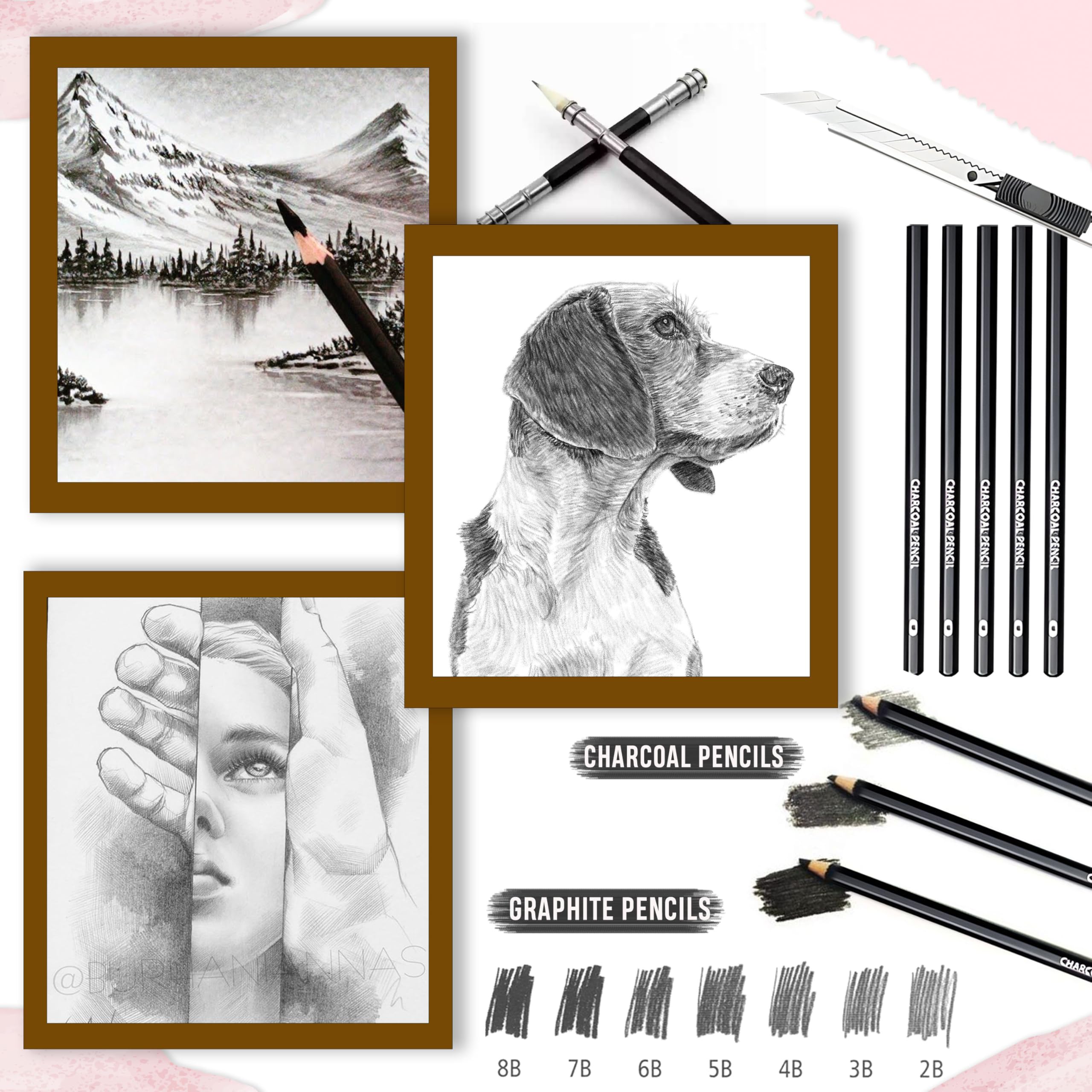Sketch Pencil Set of 27 Pieces - Drawing Pencil Set and Shading Pencil Set for Artists, Perfect Sketching Kit of Charcol Pencil and Shading Art with Carry Box (MFP1227) 1