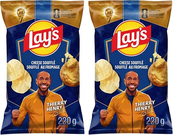 Caja de Regalo de Snacks ZENVOIRA Edición Limitada FIFA 2026 incluye Papas Fritas Sabor Limitado Lay's 220 g / 7.76 oz - Paquete de 2 (Edición Limitada Copa Mundial FIFA) Paquete de Valor por Zenvoira (Soufflé de Queso) 3.88 Onzas (Paquete de 2)