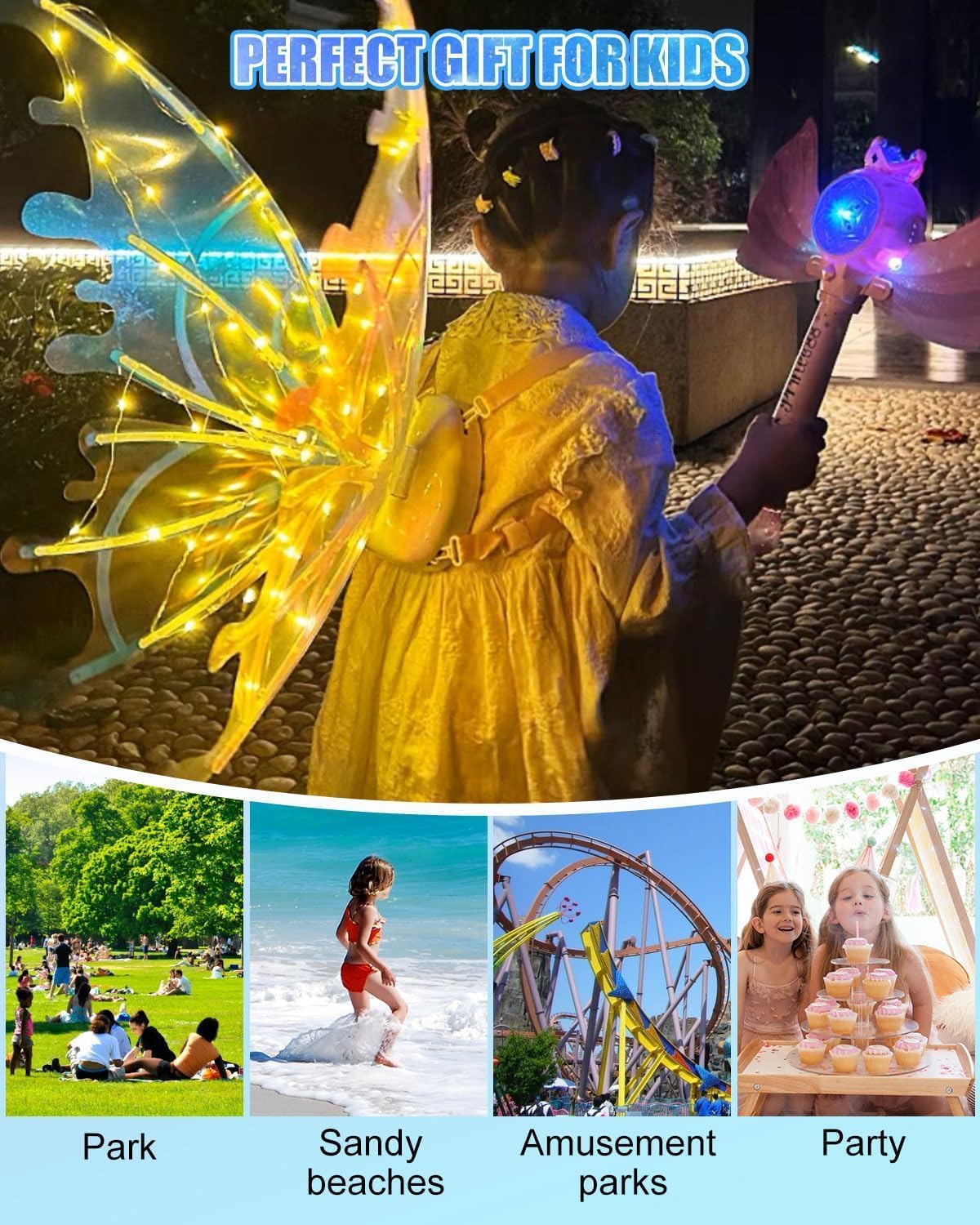 LED Glowing Butterfly Wings with Lights – Angel Wings, Halloween & Christmas Cosplay Costume Gifts for Girls