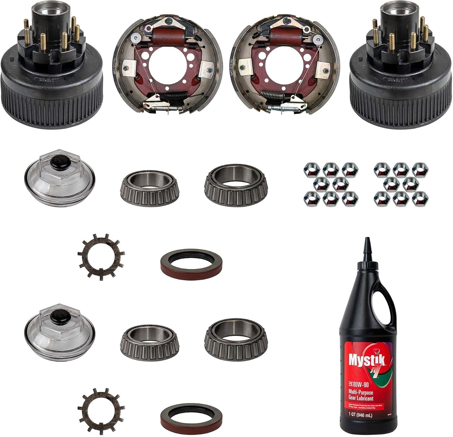 12K-16K Hydraulic Trailer Brake Drum Package, 12.25x5, Left and Right, for 12000-16000 lb Axles