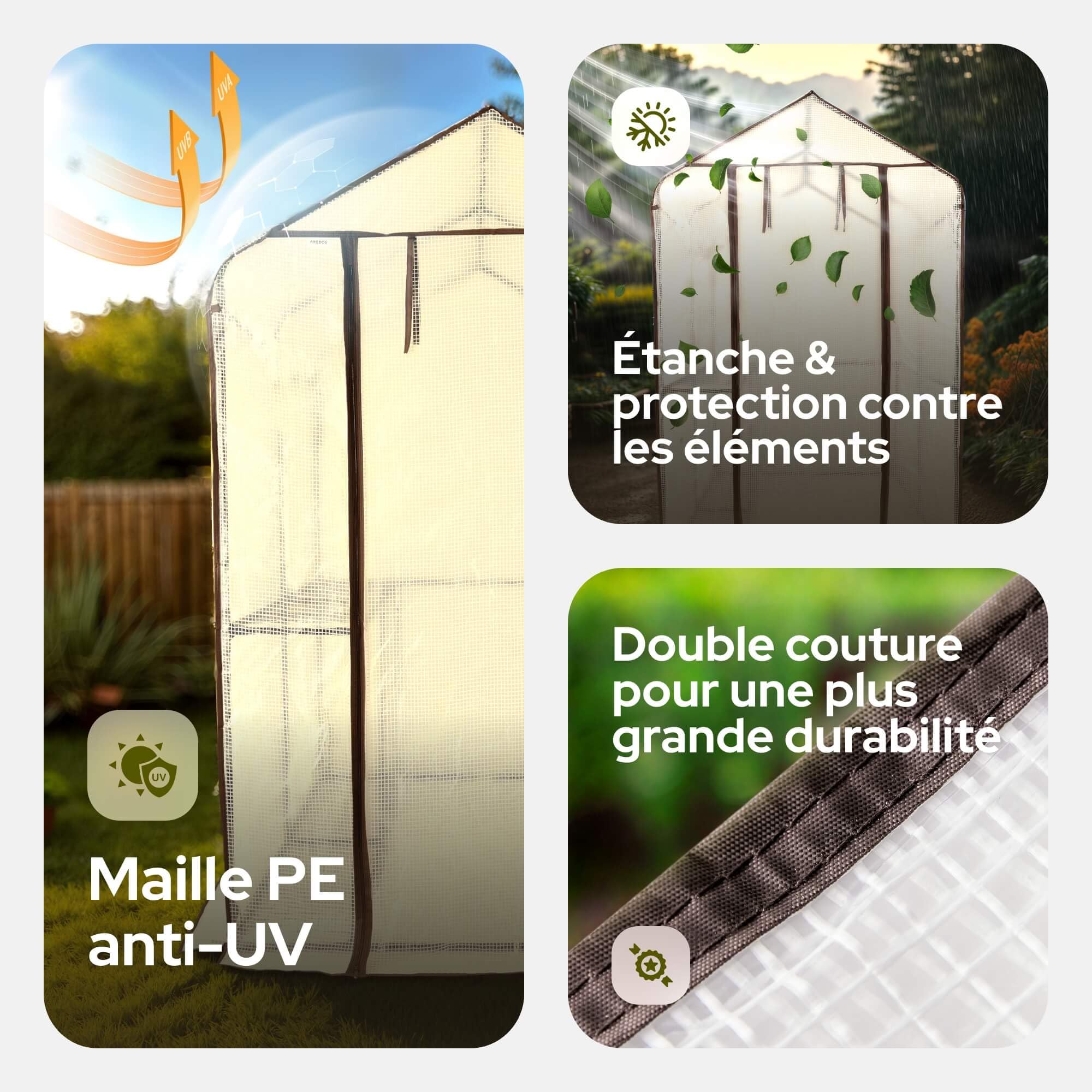 Arebos Serre en Film Premium 2 Niveaux 120 x 186 x 190 cm | Serre de Jardin Stable avec Étagères & Fenêtre d’Aération | Gain de Place | Structure Robuste pour Culture de Plantes