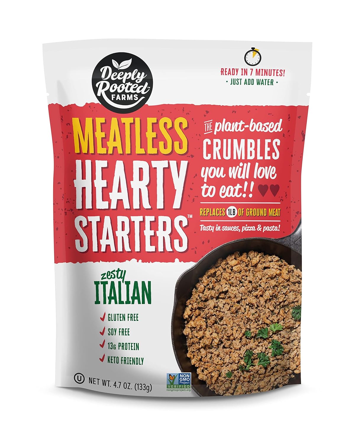 Deeply Rooted Meatless Crumbles (Zesty Italian, Hearty