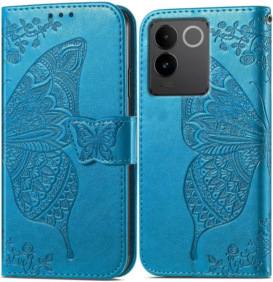 ClickCase Butterfly Series for IQOO Z7 Pro 5G Leather Embossing Wallet Flip Case Kick Stand Magnetic Closure Flip Cover for IQOO Z7 Pro 5G (Sky Blue) (B0CPDTRWRF) Amazon Price History, Amazon Price Tracker