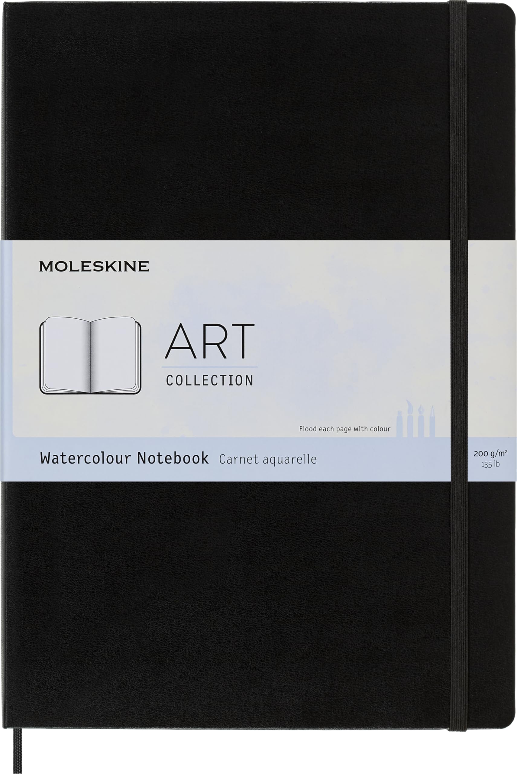 Moleskine Art Watercolor Notebook, Hard Cover, A4 (8.25" x 11.75") Plain/Blank, Black, 60 Pages
