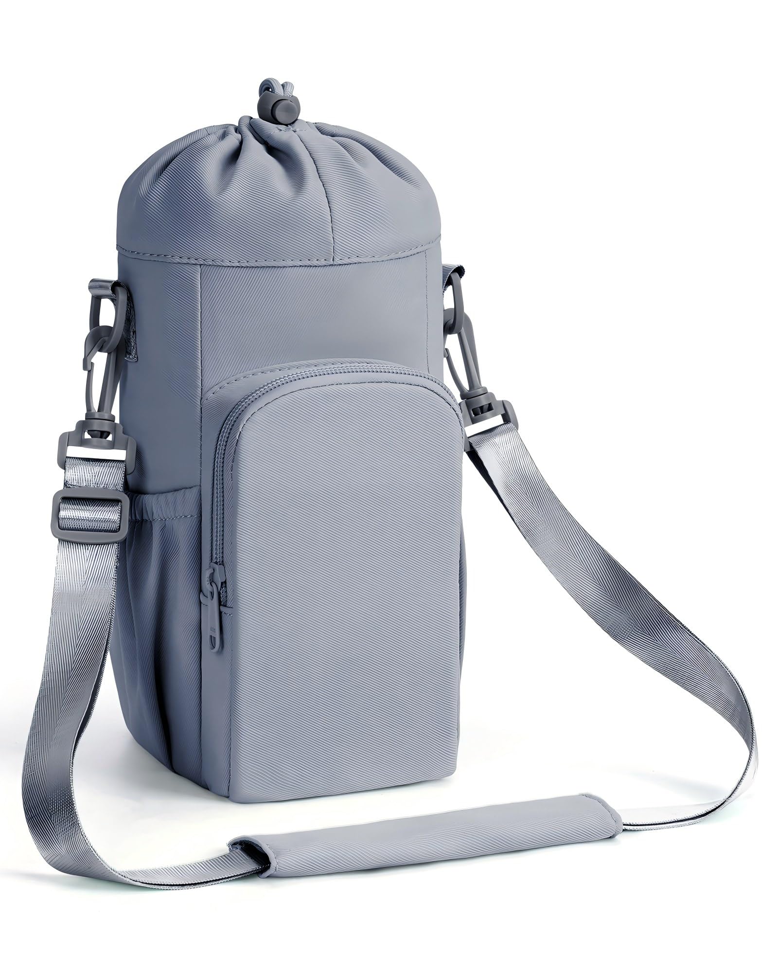 sportsnew Water Bottle Carrier Bag with Strap, Insulated Bottle Holder with Phone Pocket, Adjustable Crossbody Water Bottle Bag for Hiking, Walking, Gym & Travel (Fits up to 40oz)