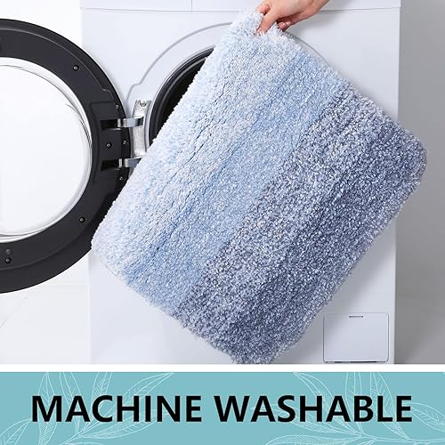 Miniatura 6 de Arotive Alfombras de baño de microfibra de 2 piezas, tamaño 24 x 16 y 30 x 20 pulgadas, color azul claro, paquete de 2 artículos
