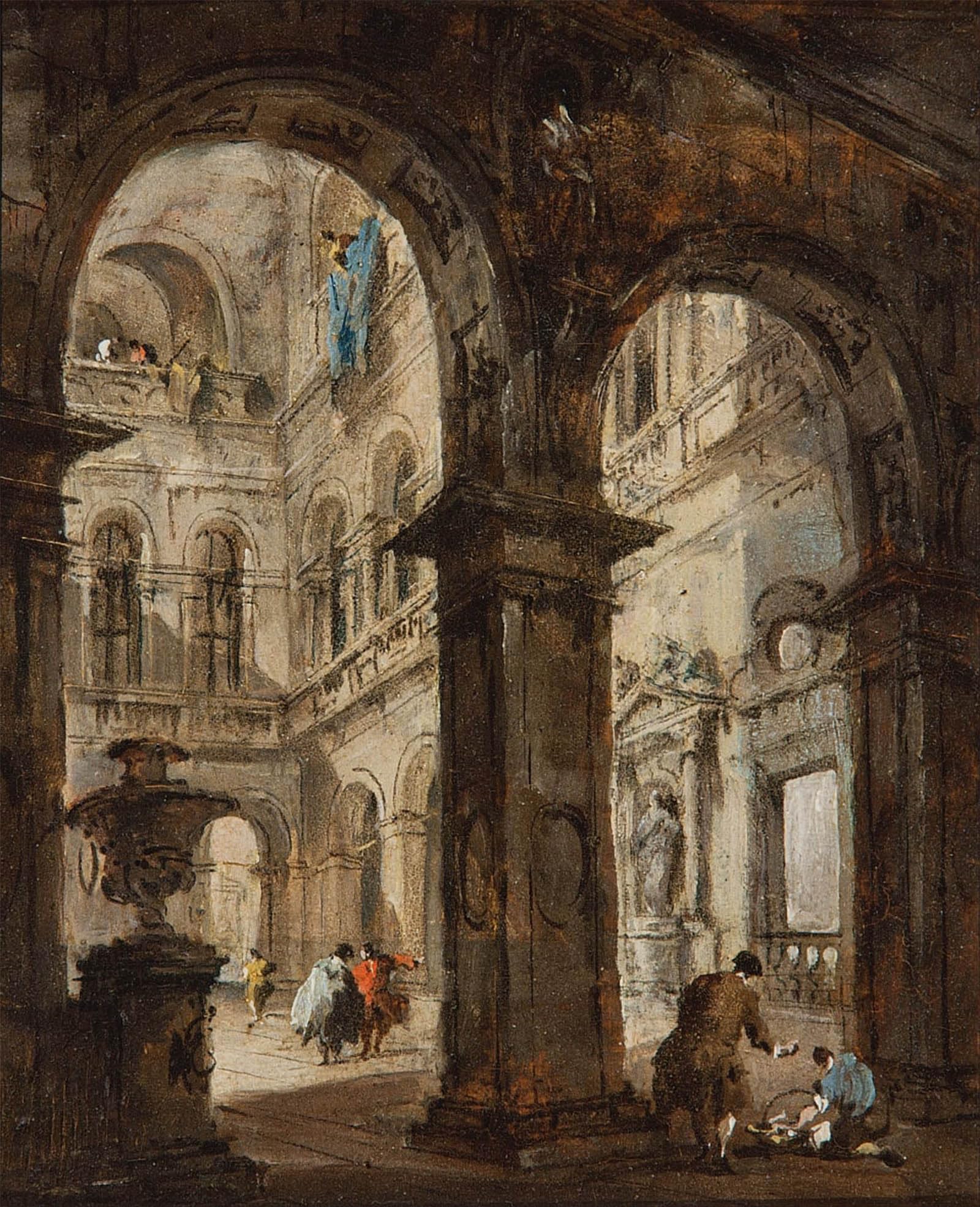POSTERIIk Vintage Classic Picture Landscape Artwork an Architectural Capriiccio by Francesco Guardi Portrait Canvas Painting for Office Home Decor 60x90cm
