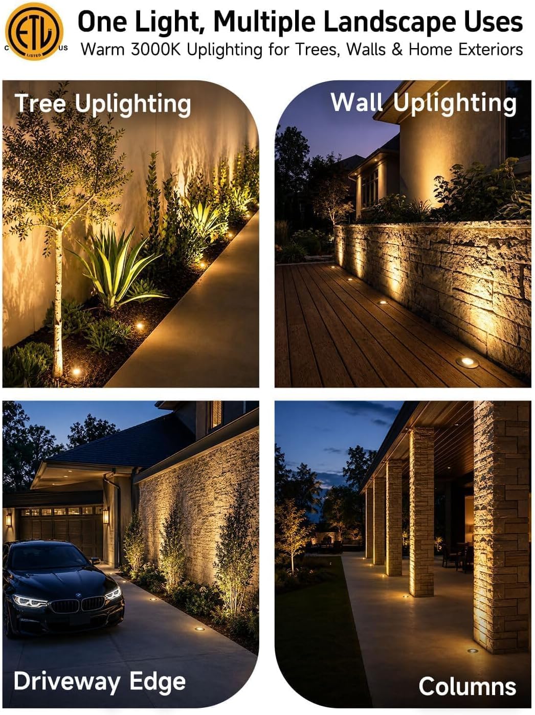 Gardenreet Mini Brass Low Voltage Well Light, 12V IP65 Drive-Over, 12 Pack