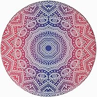 Vista 19 de Mantel redondo ajustable con borde elástico, patrón de mandala marrón en poliéster estampado oscuro, tamaño XL, se adapta a mesas redondas de hasta