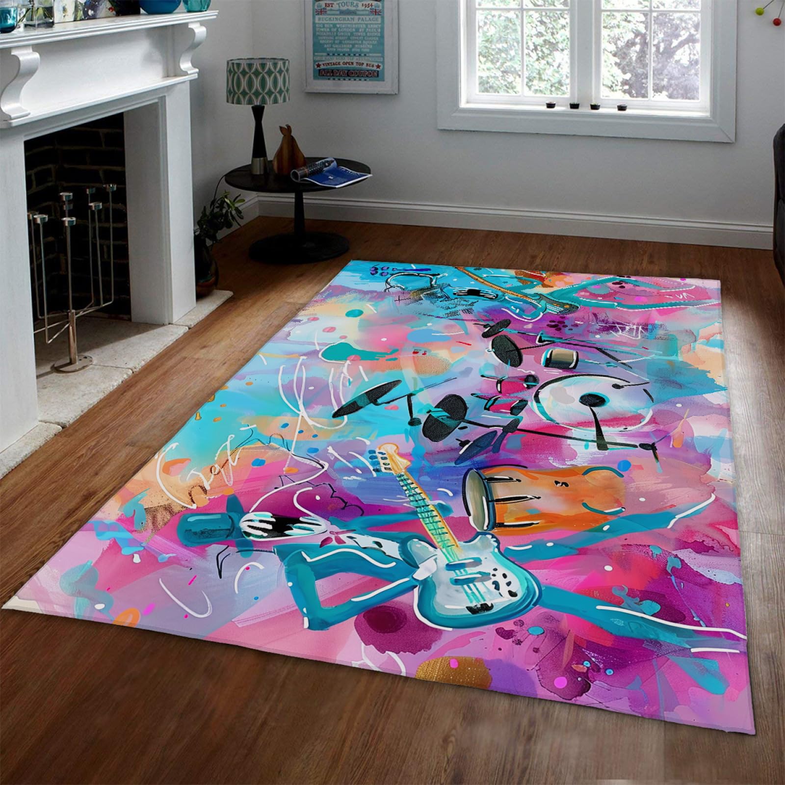 Tapis de thème de Musique 80x150cm : tapis de porte souple et lavable pour intérieur