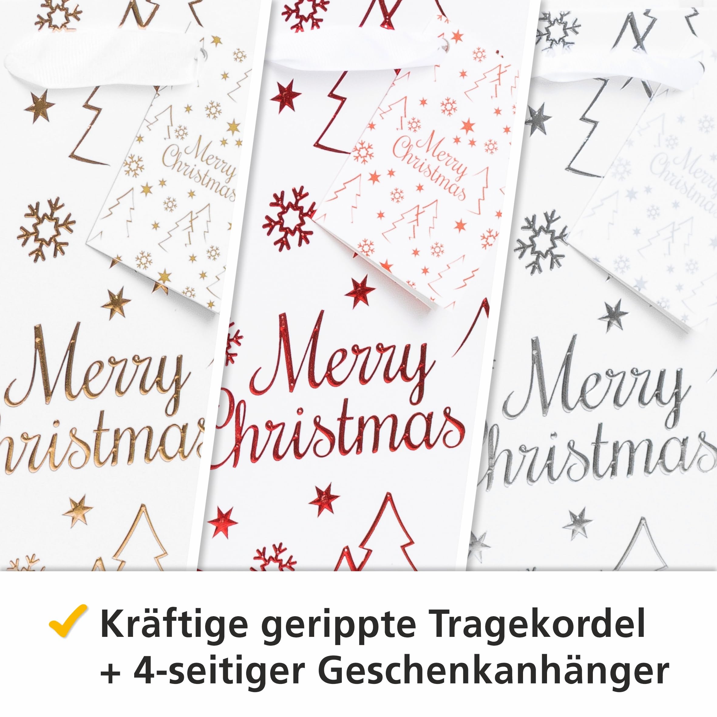 Heku 24 Merry Bags High Gloss Finish, Paper, White X-mas, XL-Geschenktaschen 33x26x13cm, 1 count (Pack of 24) - Image 4