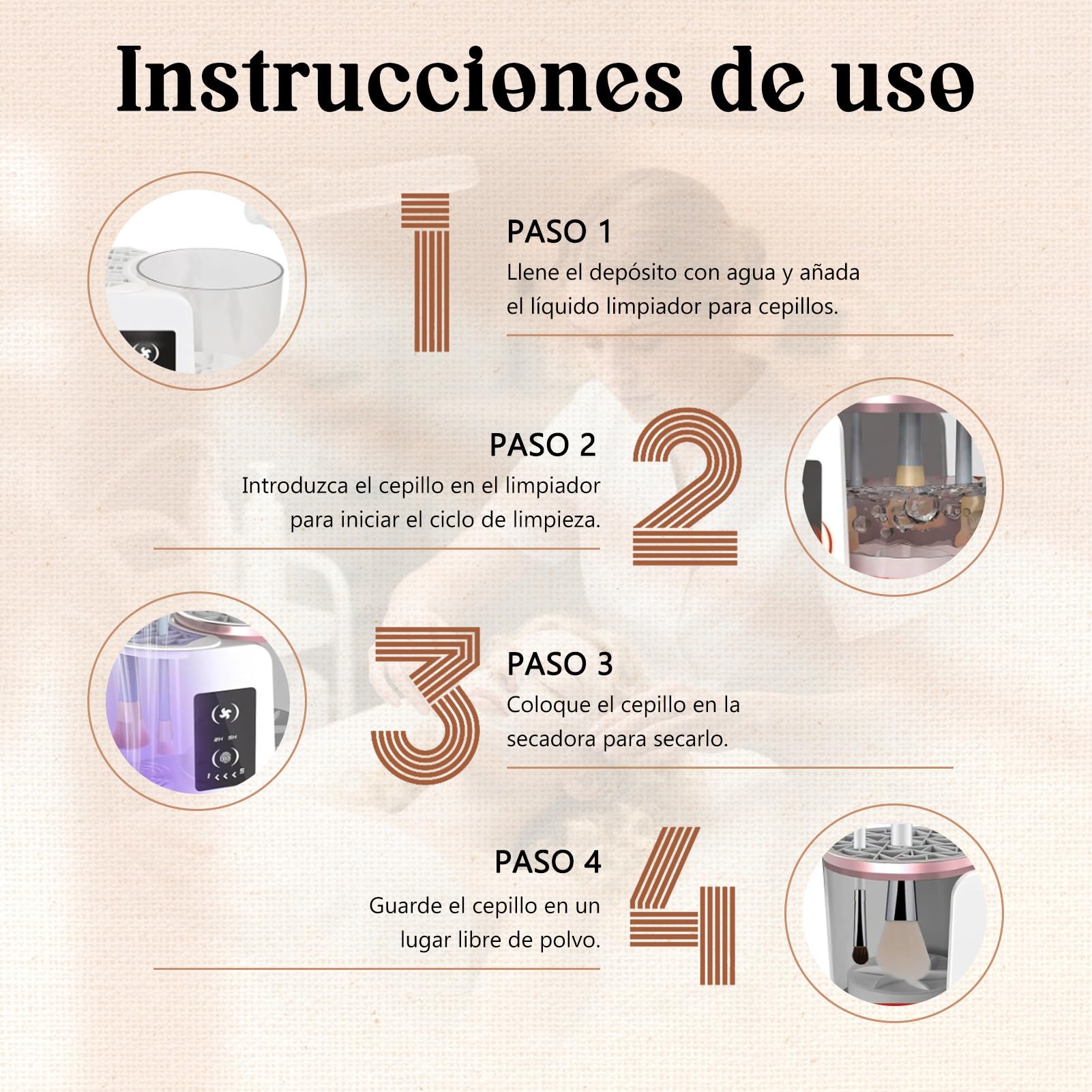 Limpiador eléctrico automático 3 en 1 para pinceles de maquillaje con secador, máquina de limpieza con enchufe para pinceles de maquillaje – incluye estación de secado y cuidado higiénico