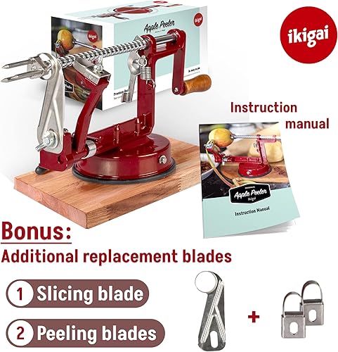 Miniatura 6 de Ikigai Pelador de manzanas – Cortador de manzana – Pelador de manzana resistente con base de succión – Máquina cortadora en espiral – Incluye 3