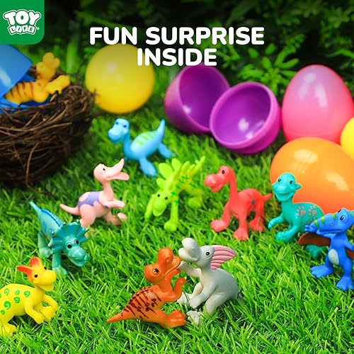 Miniatura 4 de TOY Life 30 paquetes de huevos de Pascua rellenos con dinosaurio, recuerdos de fiesta de Pascua y rellenos de cesta a granel para niños, huevos