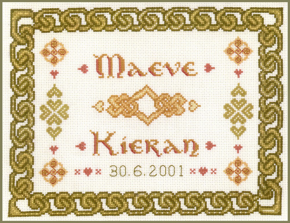 Lifetime Samplers Celtic Knotwork Wedding Sampler - Complete Cross Stitch kit on 14 aida with Clear Colour Chart