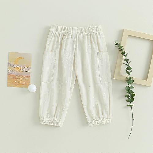 Miniatura 6 de Twopumpkin Pantalones largos de algodón y lino para bebé, niña, niño, con globo, hippie, pantalones largos de muselina bohemia, ropa básica