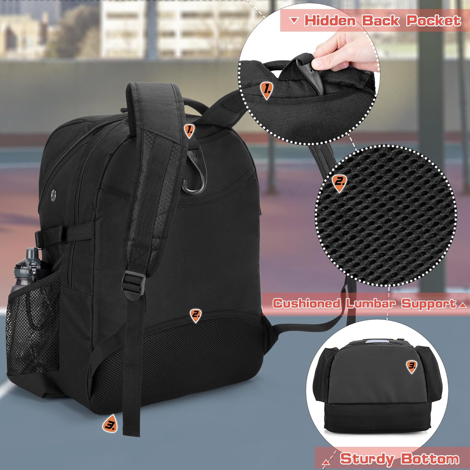 DSLEAF Basketball Backpack for Men, Soccer Bag with Ball Compartment & Shoe Compartment for Basketball, Soccer, Volleyball Training - Image 2