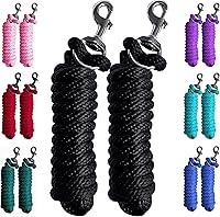 Vista 10 de Majestic Ally Paquete de 2 cuerdas de plomo de polietileno sólido para caballos y ganado – 10 pies de largo y 5/8 pulgadas de grosor – Broche