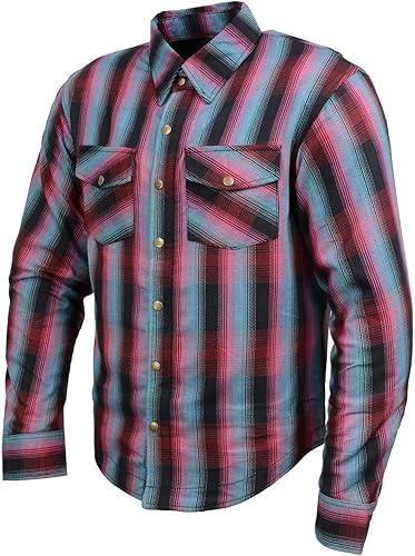 Milwaukee Leather Camisa de motociclista de franela a cuadros para hombre con armadura aprobada por la CE, reforzada con fibras de aramida, MPM1654