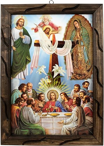 Miniatura 1 de Última cena de Pascua, Guadalupe, San Judas, Jesús, en marco rústico, pintura al óleo, 24 x 36 pulgadas, 13 x 18 pulgadas, 10 x 12 pulgadas, imagen