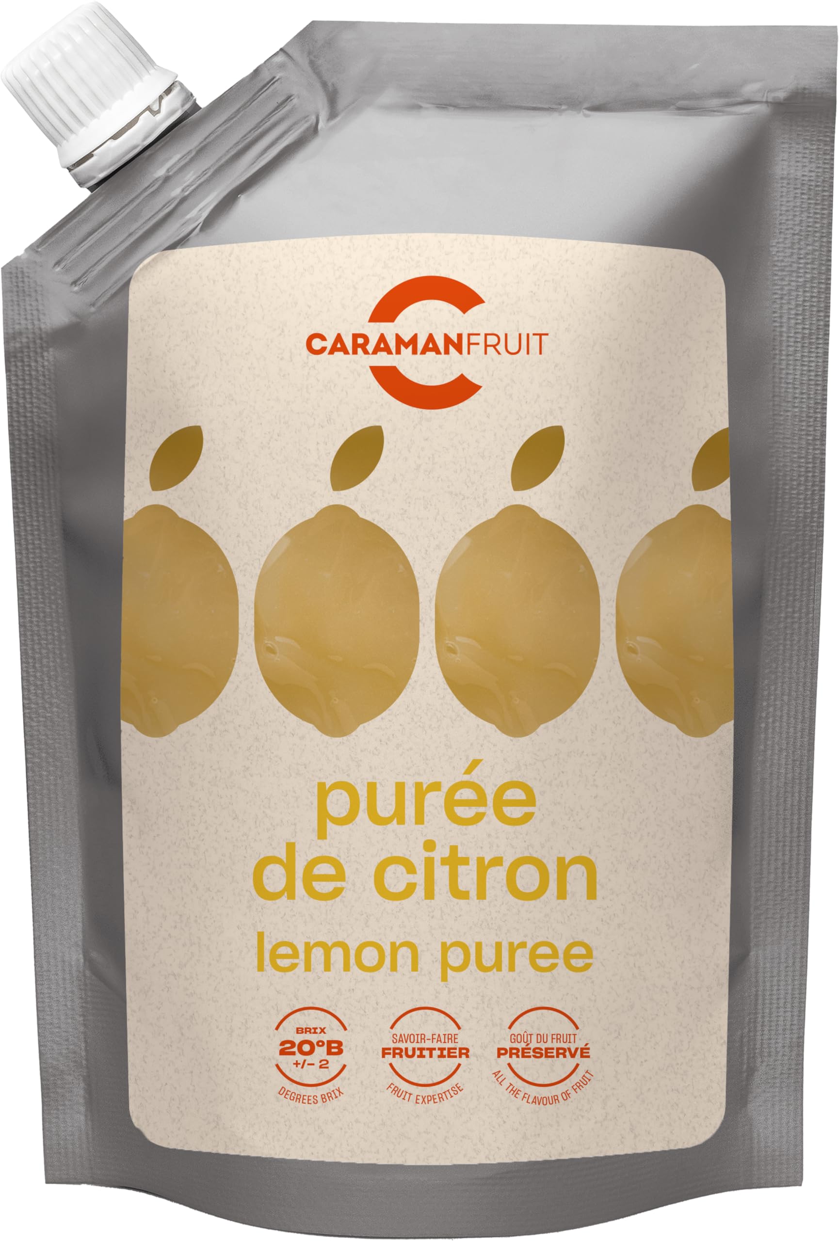 Caramanfruit Zitronen-Frucht-Püree - 8x 1kg - Zitrusfrucht-Püree, püriert, aus besten sizilianischen Zitronen, frischer Geschmack & angenehme Säure, für Cocktails, Tee, Smoothies, Kuchen