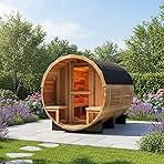 Customize Outdoor Barrel Sauna Rooms with Porch,4-8 Person Wooden Steam Saunas with Electric Stove,Wood Burning Stove Tempered Glass Sauna Kits