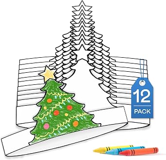 Tiny Expressions Color Your Own Holiday Headbands for Kids Set of 12 DIY Coloring Paper Crowns for Party Activities