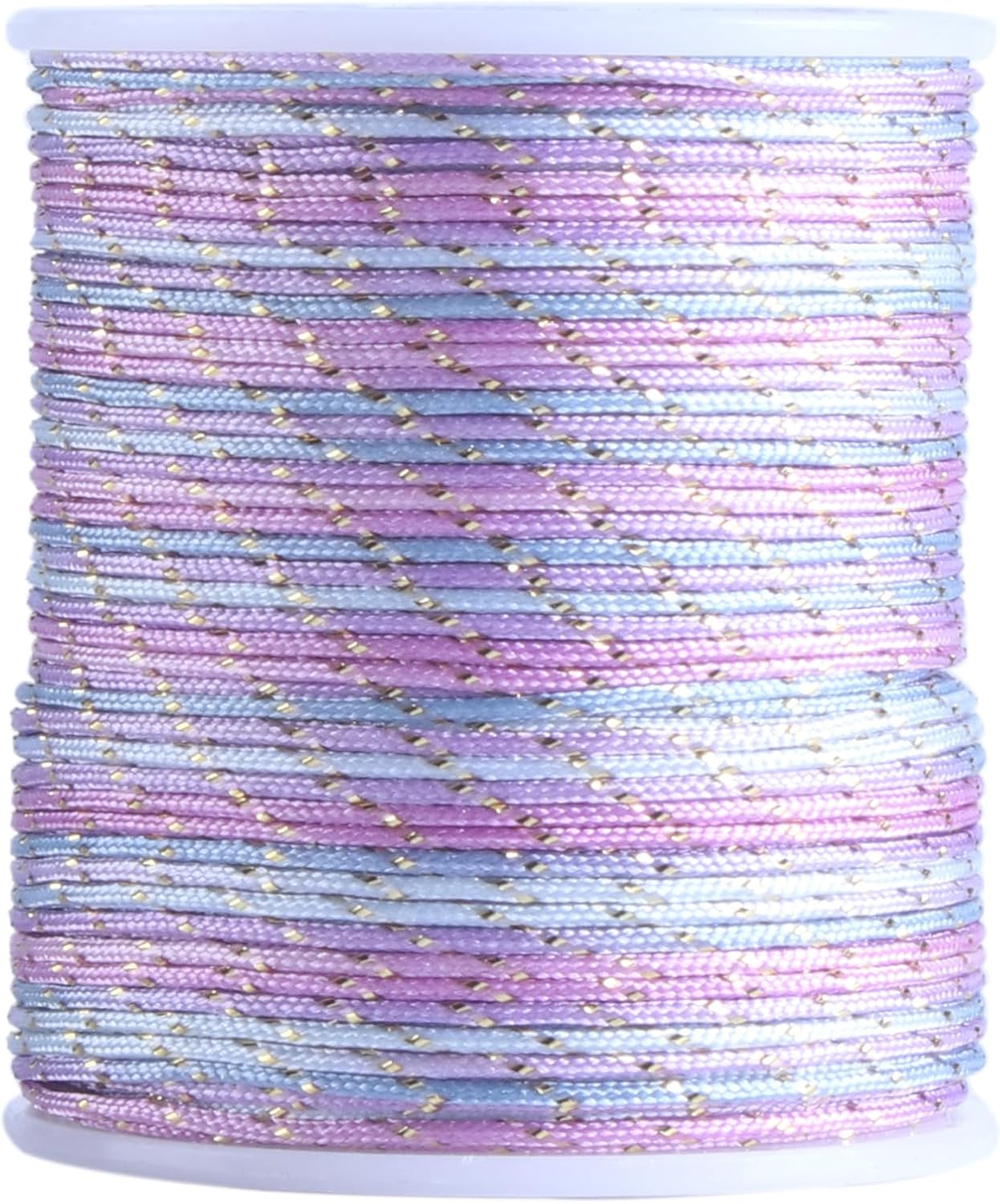 KONMAY 0.8mm Metallic Nylon Bracelet String, 260 Yards 12 Rainbow Colors Mixed Nylon Cord for Jewllery Making, Friendship Bracelets,Chinese Knot,Macrame and Crafting