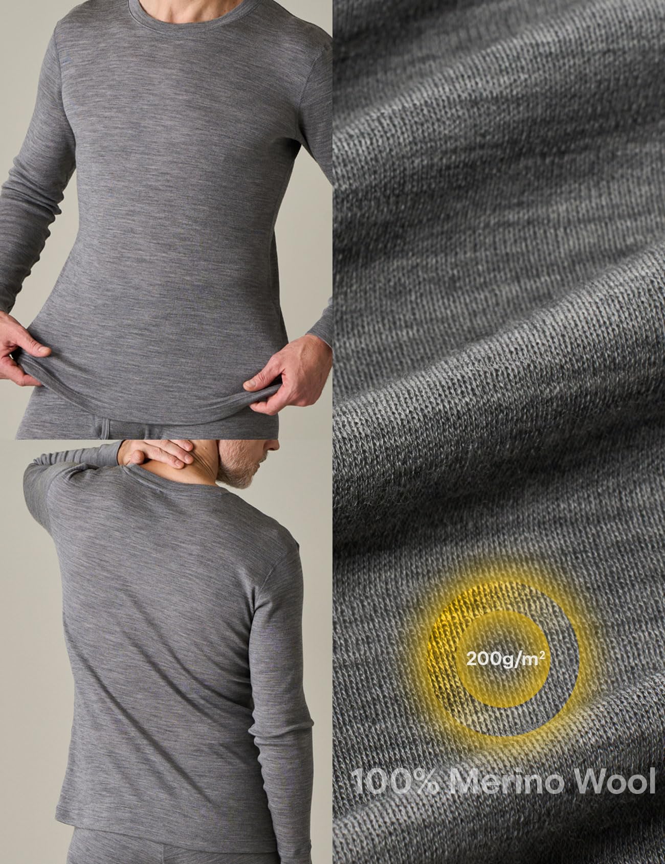 LAPASA 100% Lana Merino Completo Termico Uomo Peso Outdoor Hiking M31/M126 - Abbigliamento Intimo Caldo Pantaloni e Canotta Intimo Trekking Alpinismo Outdoor Calcio Running