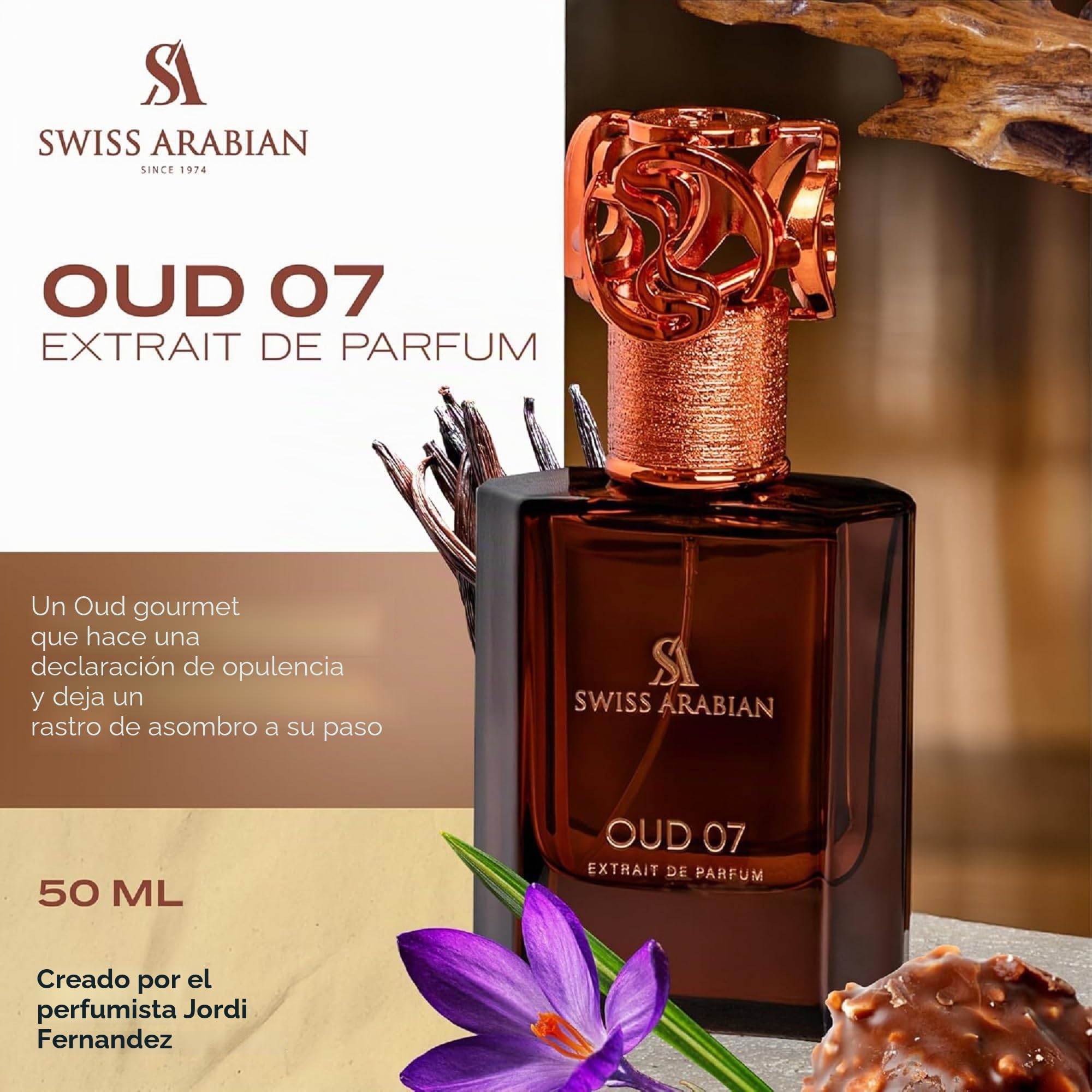SWISS ARABIAN Oud 07 - Productos de Lujo de Dubái - Perfume Personal, Eau de Parfum, Adictivo y de Larga Duración - Un Aroma de Autor Seductor - El Lujoso Aroma de Arabia – 50 ml