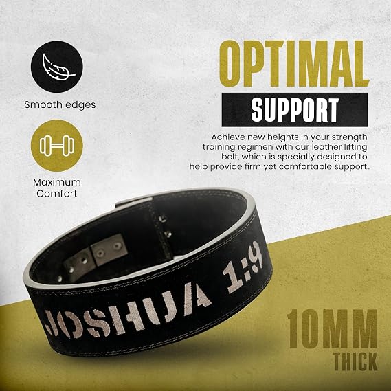 Christian Lever Weight Lifting Belt - 10mm Thick Leather Powerlifting Belt for Men & Women - Squat & Deadlift Support